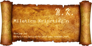 Miletics Krisztián névjegykártya