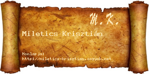 Miletics Krisztián névjegykártya